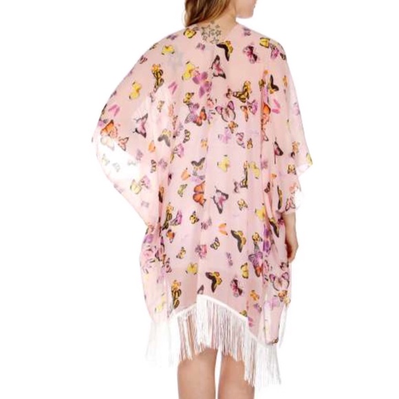 🔻3/$30🔻Butterfly Print Ruana w/ Long Fringe - Picture 3 of 7